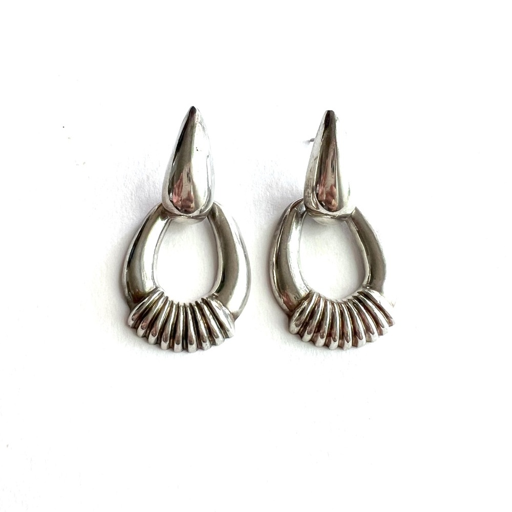 Vintage sterling silver door knocker hoop Earrings